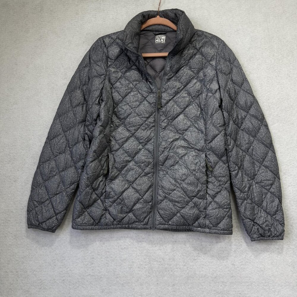 32 Degrees Heat Jacket Womens Small Gray Lightweight Down Puffer Quilted Zip
